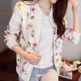 Retro Floral Printed Long Sleeve Zipper Bomber Jackets M-4XL Plus Size Women Short Jacket Autumn Coat Female Biker Outwear Tops