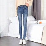 JFUNCY Women High Waist Skinny Jeans Mujer 2019 Slim Stretch Jeans Plus Size Winter Spring Warm Velvet Pencil Denim Pants Lady