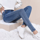 JFUNCY Women High Waist Skinny Jeans Mujer 2019 Slim Stretch Jeans Plus Size Winter Spring Warm Velvet Pencil Denim Pants Lady