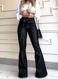 SZMALL Newest 2020 Fashion Hot Women Jeans Autumn Wide Leg High Waist Long Pants Denim Trousers Lady Pockets Streetwear