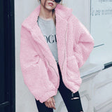 Winter Women Jackets Coat Warm Jumper Cardigans Women Fleece Faux Fur Coat Outwear Solid Zipper Coats Plus size 3XL Oc12