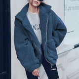Winter Women Jackets Coat Warm Jumper Cardigans Women Fleece Faux Fur Coat Outwear Solid Zipper Coats Plus size 3XL Oc12