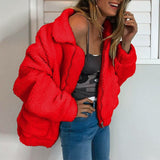 Winter Women Jackets Coat Warm Jumper Cardigans Women Fleece Faux Fur Coat Outwear Solid Zipper Coats Plus size 3XL Oc12