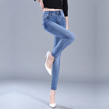 Slim Jeans For Women Skinny Jeans Woman Blue Denim Pencil Pants Stretch Full Length Lady Jeans Blue Pants Calca Feminina