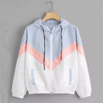 Jocoo Jolee Fashion Hooded Windbreaker Jacket Patchwork Jackets Women Color Block Zipper Jacket 2018 Fall Casual Coats Outerwear